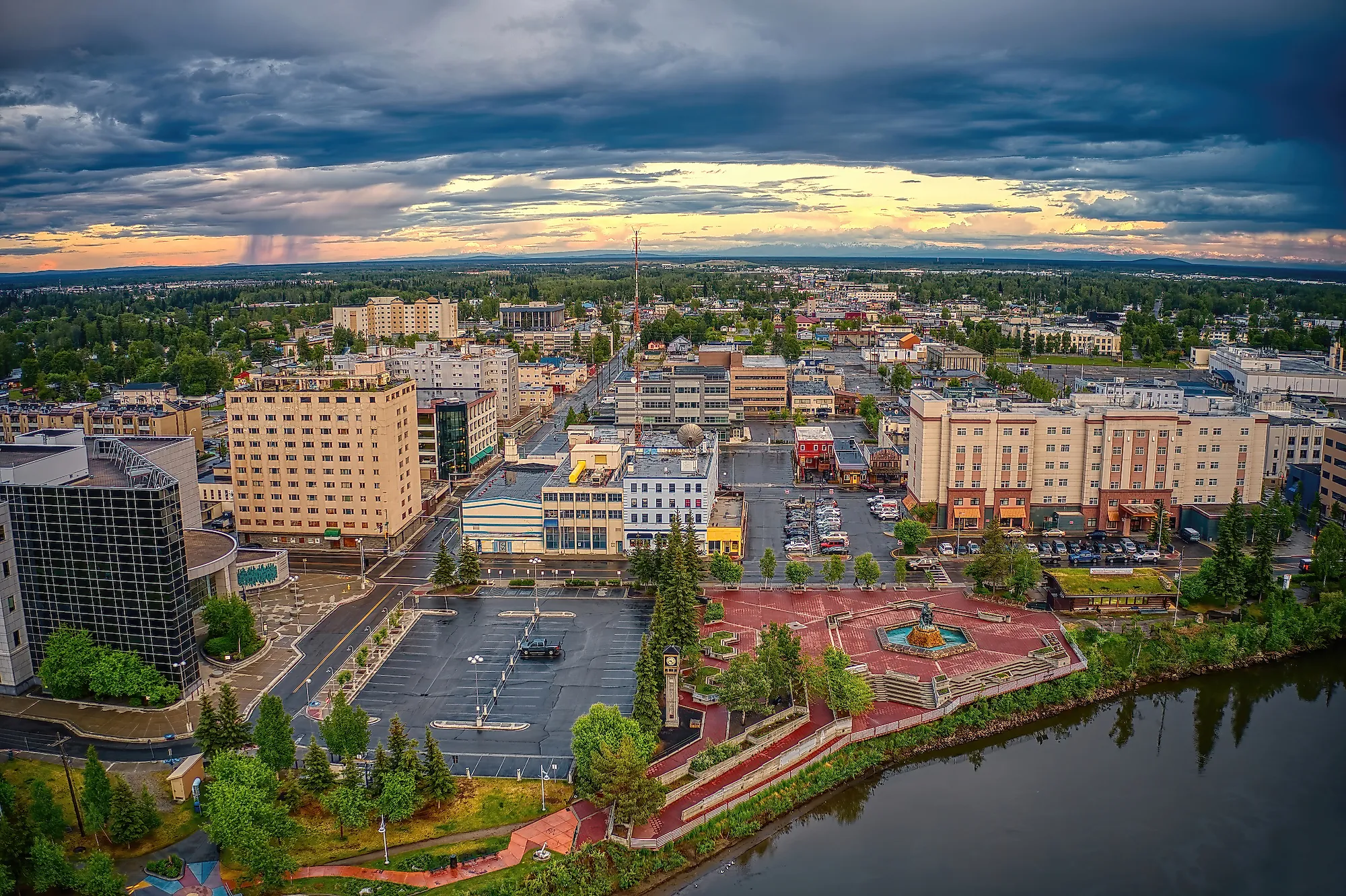 Fairbanks downtown and Chena River